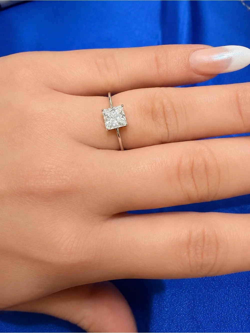 Princess-Cut Moissanite Solitaire Ring in 925 Sterling Silver